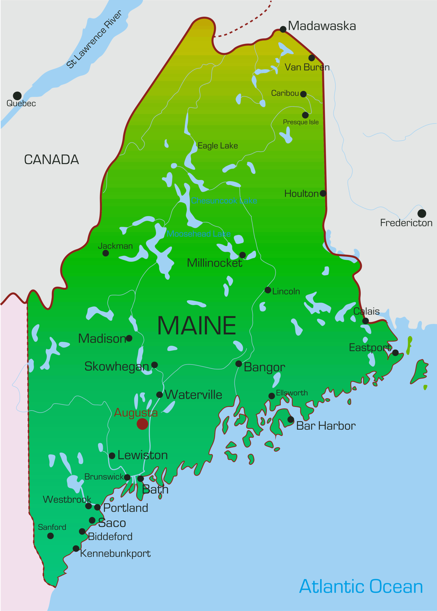 MaineGreen Map of the State of Maine